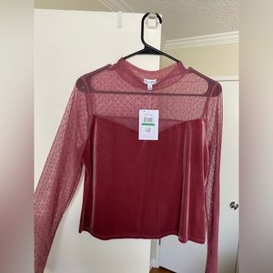 Love, Fire Sheer Long Sleeve Velvet Shirt